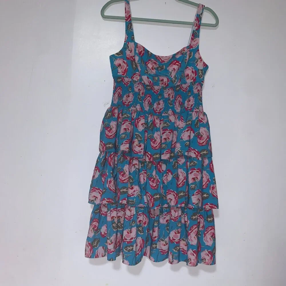Betsy Johnson ruched back floral sundress size 12, floral chic summer dress - Picture 3 of 10